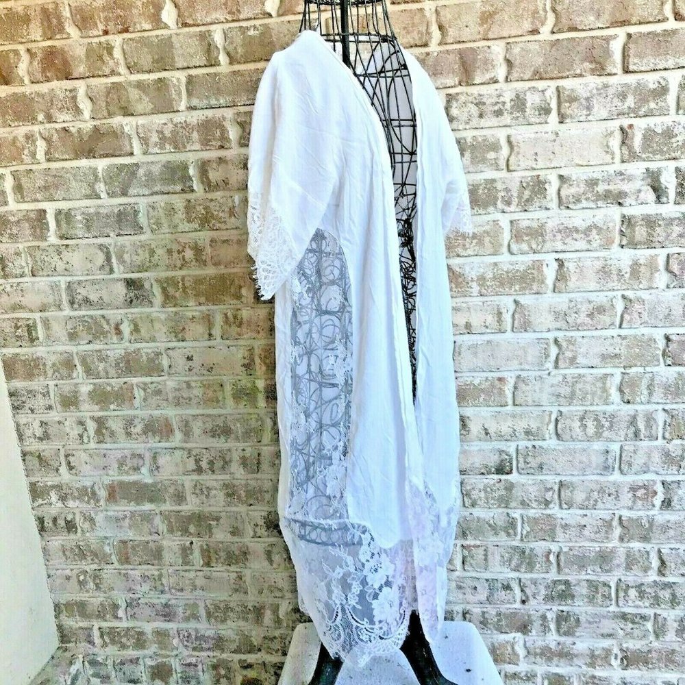 Pins & Needles Lace Longline Kimono White Jacket Medium Urban Outfitters…